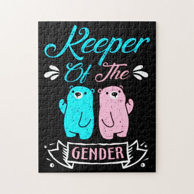 Keeper of the Gender Pink and Blue Teddy Bear Jigsaw Puzzle (Vertical)