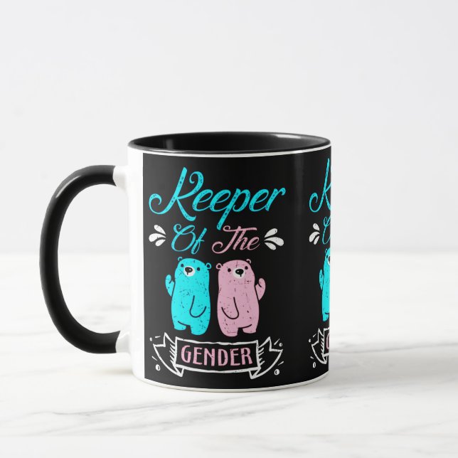 Keeper of the Gender Pink and Blue Teddy Bear Mug (Left)