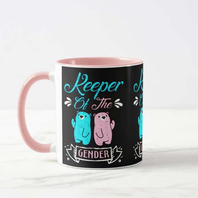 Keeper of the Gender Pink and Blue Teddy Bear Mug (Left)