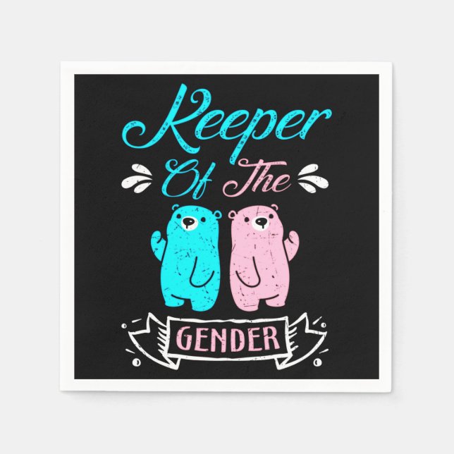 Keeper of the Gender Pink and Blue Teddy Bear Napkin (Front)