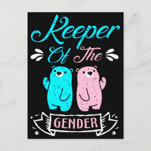 Keeper of the Gender Pink and Blue Teddy Bear Postcard