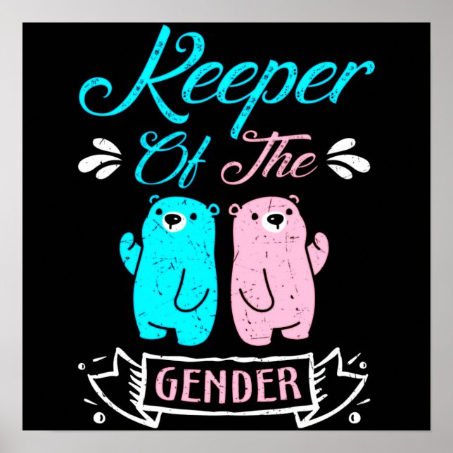 Keeper of the Gender Pink and Blue Teddy Bear Poster (Front)