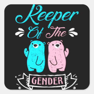 Keeper of the Gender Pink and Blue Teddy Bear Square Sticker
