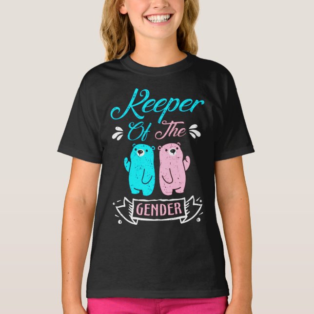 Keeper of the Gender Pink and Blue Teddy Bear T-Shirt (Front)