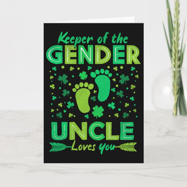 Keeper Of The Gender Pink Or Blue Uncle St Patrick Card (Front)
