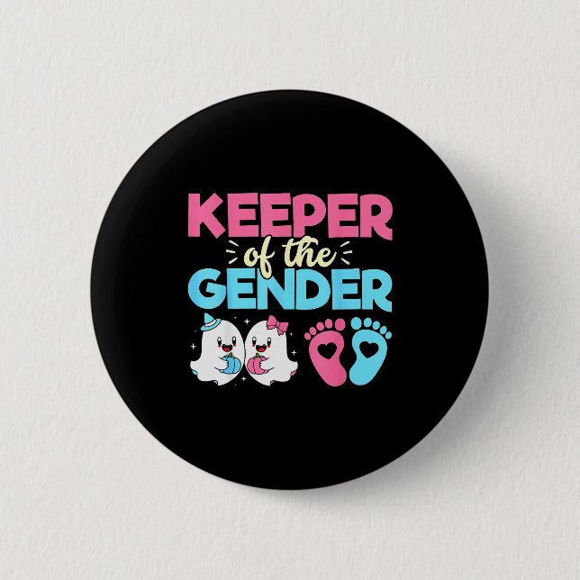 Keeper Of The Gender Pumpkin Halloween Baby Gender 6 Cm Round Badge (Front)