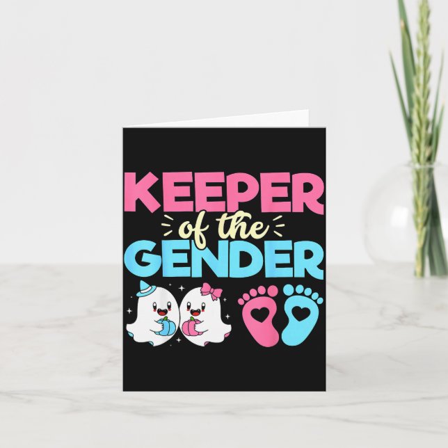 Keeper Of The Gender Pumpkin Halloween Baby Gender Card (Front)