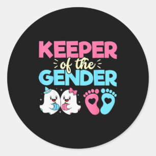 Keeper Of The Gender Pumpkin Halloween Baby Gender Classic Round Sticker