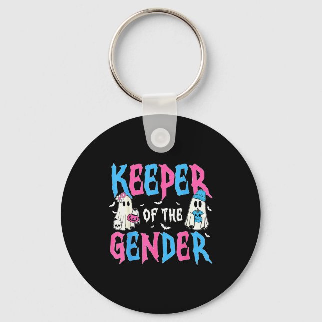 Keeper Of The Gender Pumpkin Halloween Baby Gender Key Ring (Front)