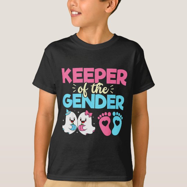 Keeper Of The Gender Pumpkin Halloween Baby Gender T-Shirt (Front)