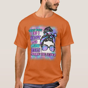 Keeper of the Gender Reveal Auntie Aunt Messy Bun T-Shirt