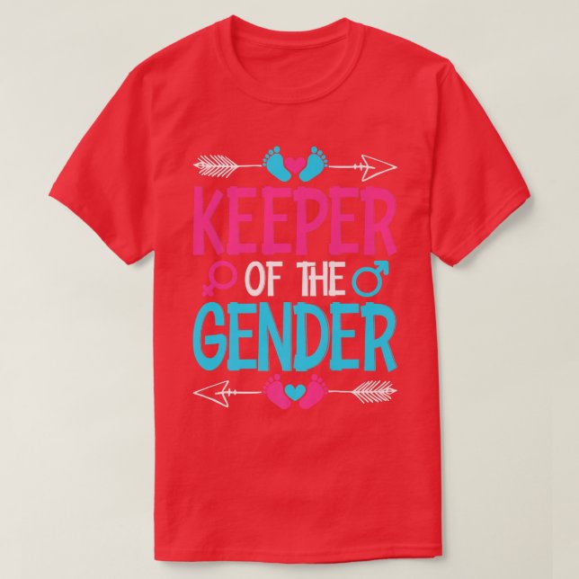 Keeper Of The Gender Reveal Baby Announcement Part T-Shirt (Design Front)