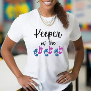 Keeper of the Gender Reveal Baby Feet Baby Shower T-Shirt