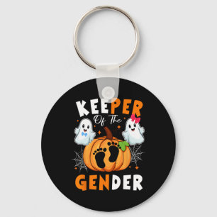 Keeper Of The Gender Reveal Baby Funny Ghost Pumpk Key Ring