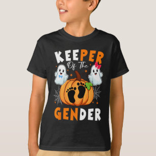 Keeper Of The Gender Reveal Baby Funny Ghost Pumpk T-Shirt