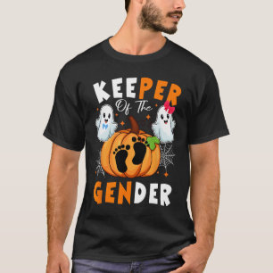 Keeper Of The Gender Reveal Baby Funny Ghost Pumpk T-Shirt