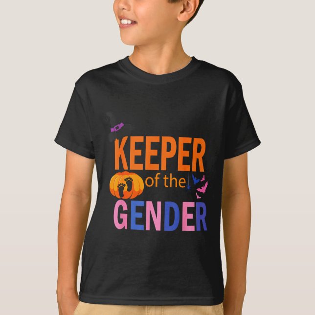 Keeper Of The Gender Reveal Baby Halloween Pregnan T-Shirt (Front)