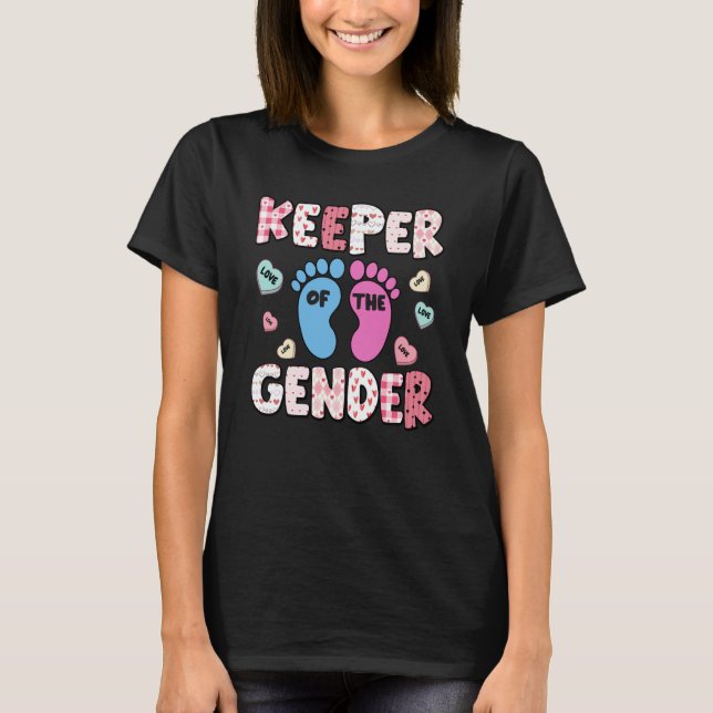 Keeper Of The Gender Reveal Baby Pregnancy Valenti T-Shirt (Front)