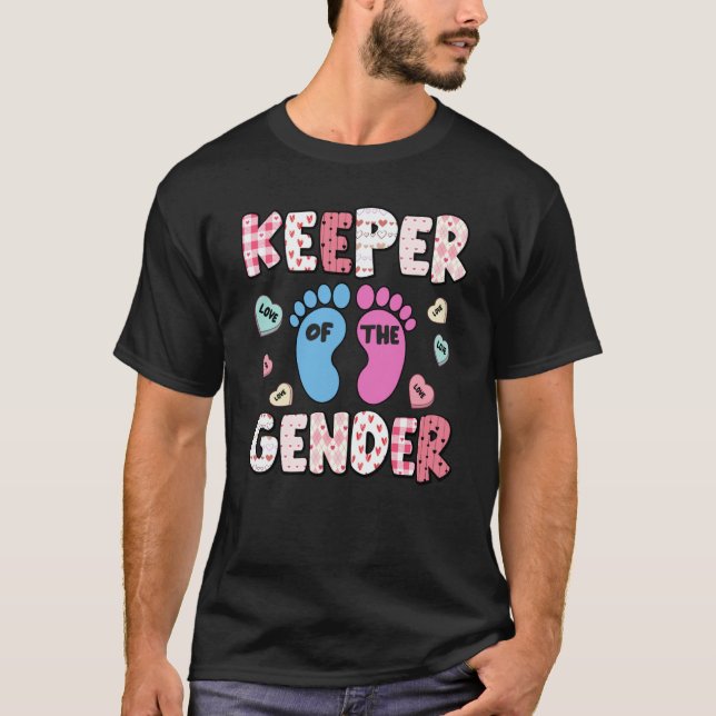 Keeper Of The Gender Reveal Baby Pregnancy Valenti T-Shirt (Front)