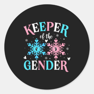 Keeper Of The Gender Reveal Baby Snowflake Nk Or B Classic Round Sticker