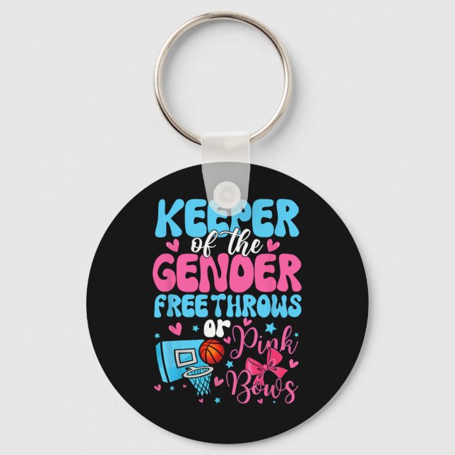 Keeper Of The Gender Reveal Free Throws Or Pink Bo Key Ring (Front)
