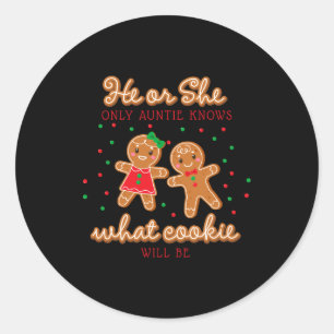 Keeper Of The Gender Reveal Gingerbread Auntie Classic Round Sticker