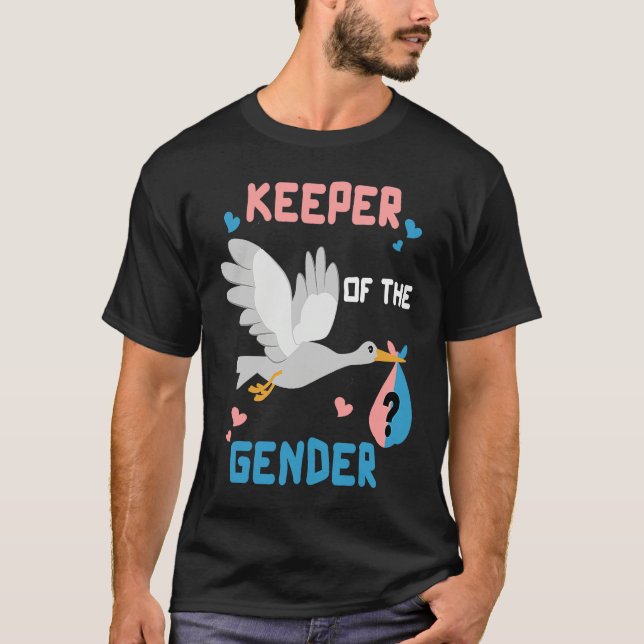 Keeper of the Gender Reveal Party Baby Shower Boy  T-Shirt (Front)