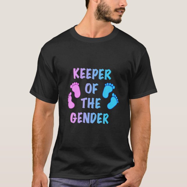 Keeper of the Gender Reveal Party Supplies Pink Bl T-Shirt (Front)