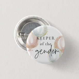Keeper of the Gender Reveal Pink & Blue Balloon 3 Cm Round Badge