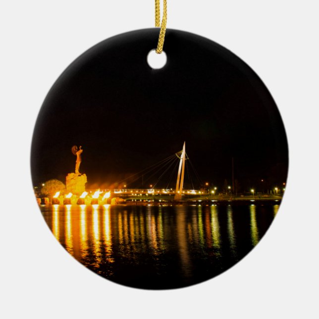 Keeper Of The Plains Ceramic Tree Decoration (Front)