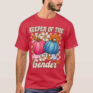 Keeper ofhe Gender Fall Vibes Autumn Baby Shower P T-Shirt
