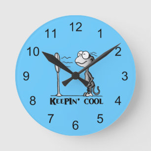 Keepin' Cool Monkey Round Clock