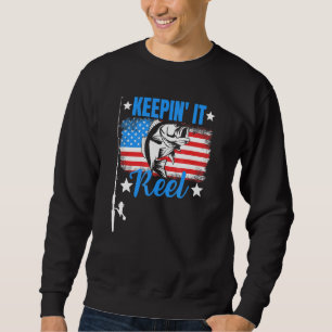 Keepin It Reel - American Flag Star Fishing Pole F Sweatshirt