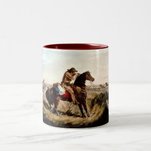 Keeping a check on native American indians Two-Tone Coffee Mug