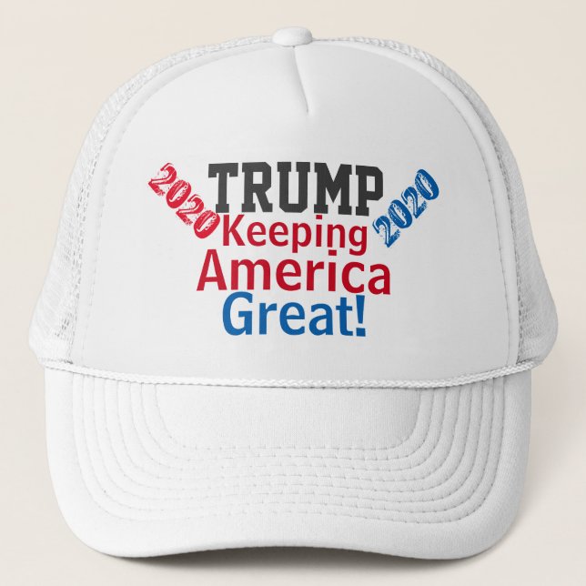 Keeping America Great Red White Blue Trucker Hat (Front)