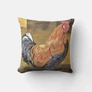 Keeping Chickens Farmyard Rooster Art Cushion
