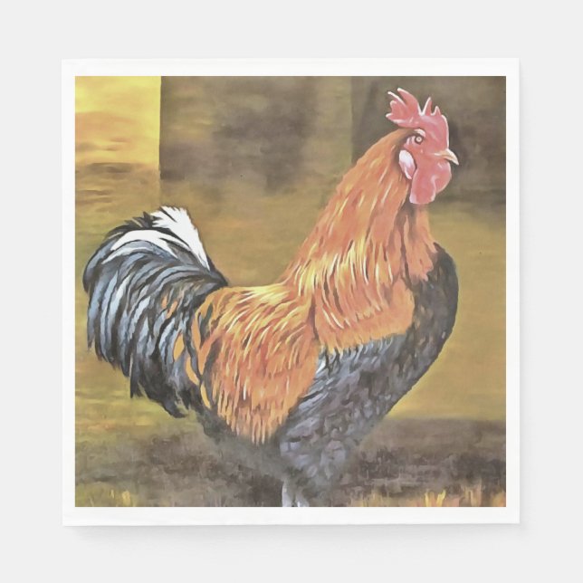 Keeping Chickens Farmyard Rooster Art  Napkin (Front)