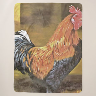 Keeping Chickens Farmyard Rooster Art Sherpa Blanket