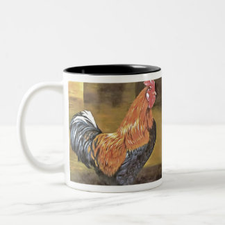 Keeping Chickens Farmyard Rooster Art  Two-Tone Coffee Mug