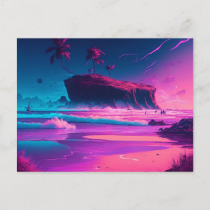 Keeping in Touch Pink Ocean Waves Postcard