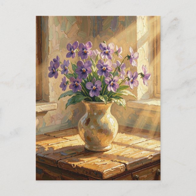 Keeping in Touch | Purple Violets Postcard (Front)