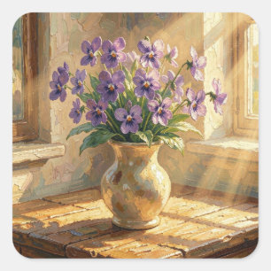Keeping in Touch   Purple Violets Square Sticker