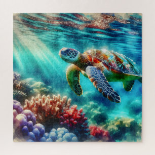 Keeping in Touch Sea Turtle Swimming Jigsaw Puzzle