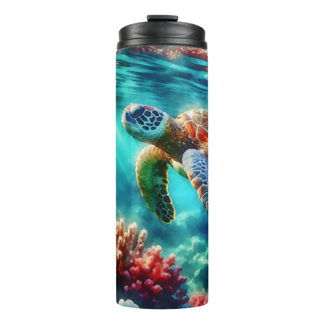 Keeping in Touch  | Sea Turtle Swimming Thermal Tumbler (Front)