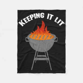 Keeping It Lit Funny Bbq Grilling Fleece Blanket