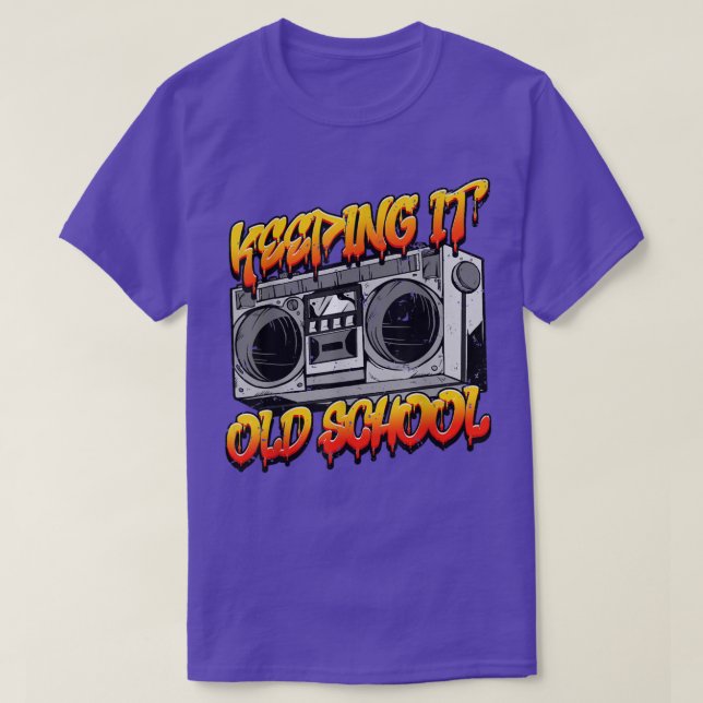 Keeping It Old School Hip Hop Retro Music Boombox  T-Shirt (Design Front)