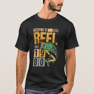 Keeping It Reel Since 1980 Vintage Fishing Fish Fi T-Shirt