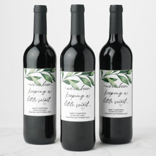 Keeping Little Secret Baby Pregnancy Announcement Wine Label