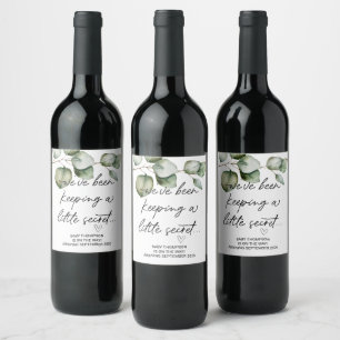 Keeping Little Secret Baby Pregnancy Announcement  Wine Label