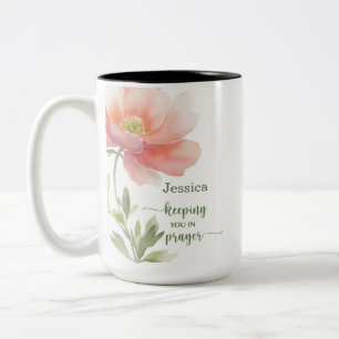 Keeping You in Prayer Support Watercolor Flower Two-Tone Coffee Mug